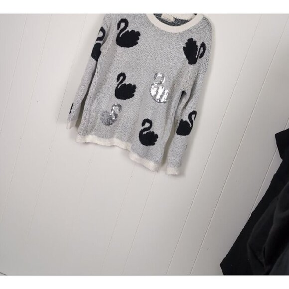 Dreamers Black and sequin swans sweater  med Large - Picture 5 of 5